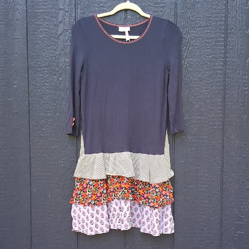 435 Navy and Multicolor Layered Dress